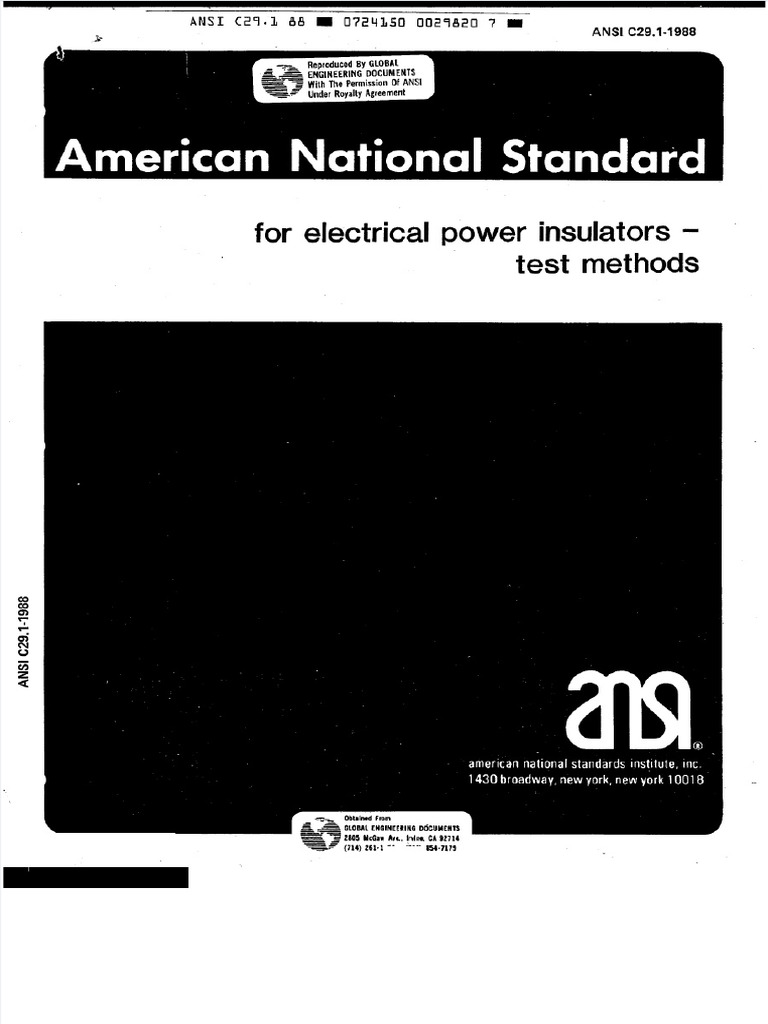 Ansi c29 1 1998 electrical power insulators test methods pdf
