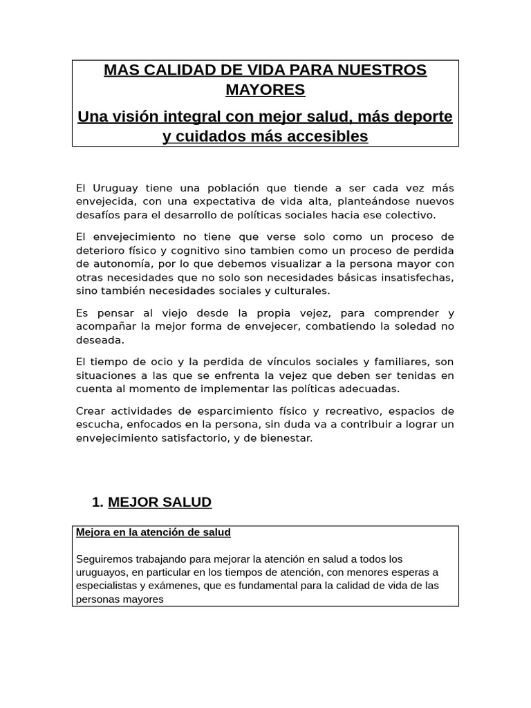 Mas Calidad de Vida para Nuestros Mayores VFinal | PDF | Vejez | Deportes