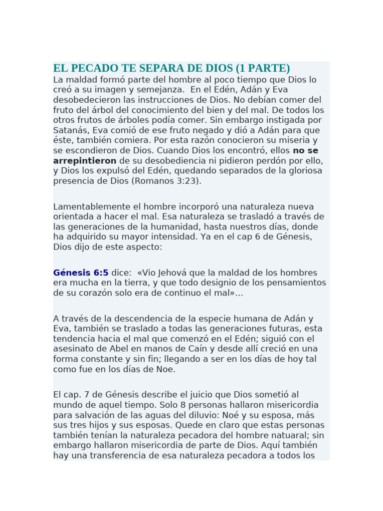 El Pecado y la Separación de Dios | PDF | Cristo (título) | Pecado