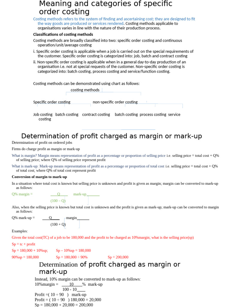 Specific Order Costing | PDF | Profit (Economics) | Cost