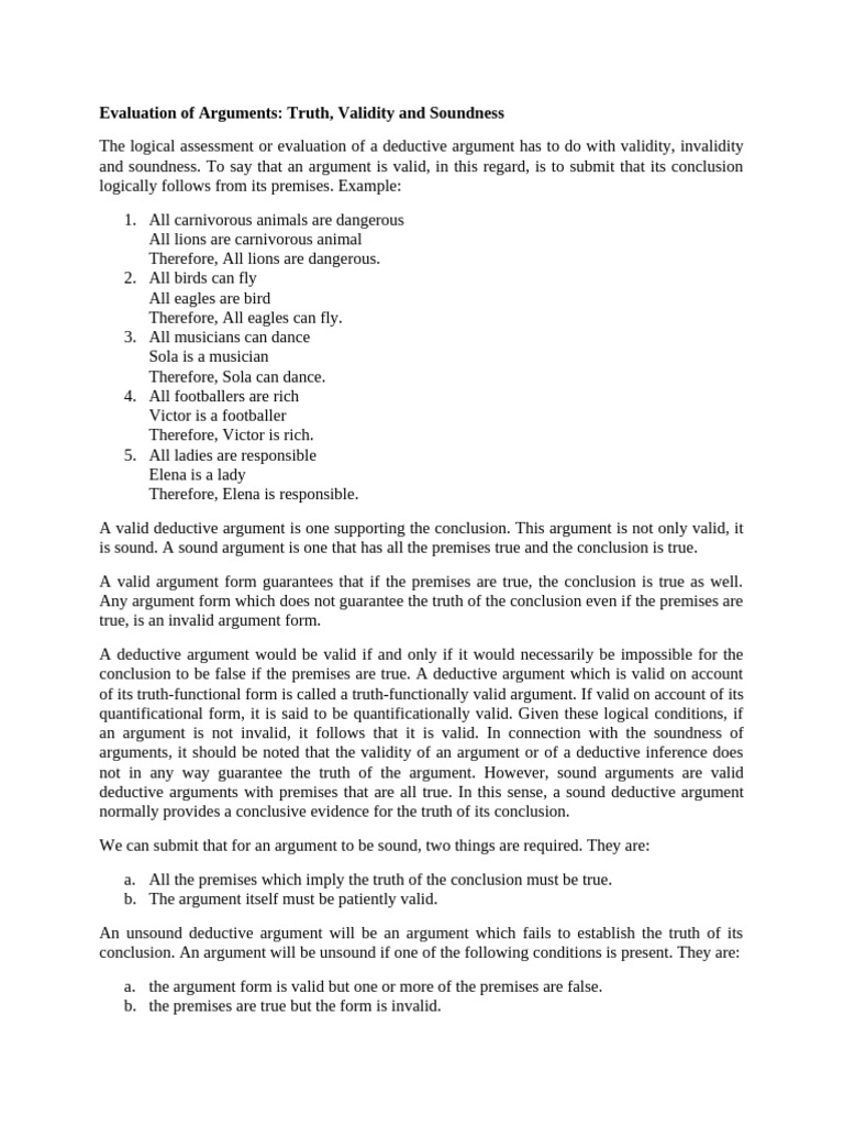 Evaluation of Arguments | PDF | Argument | Deductive Reasoning