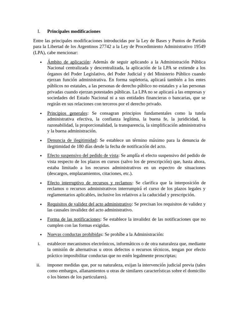 Resumen Modificaciones A La Ley 19549 | PDF | Daños y perjuicios | Nulo ...
