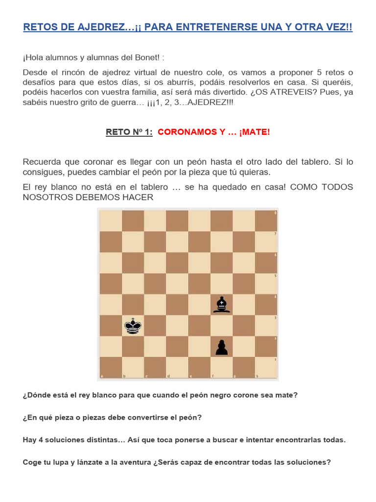 Retos de Ajedrez para Semana Santa | PDF | Ajedrez | Juegos de ...