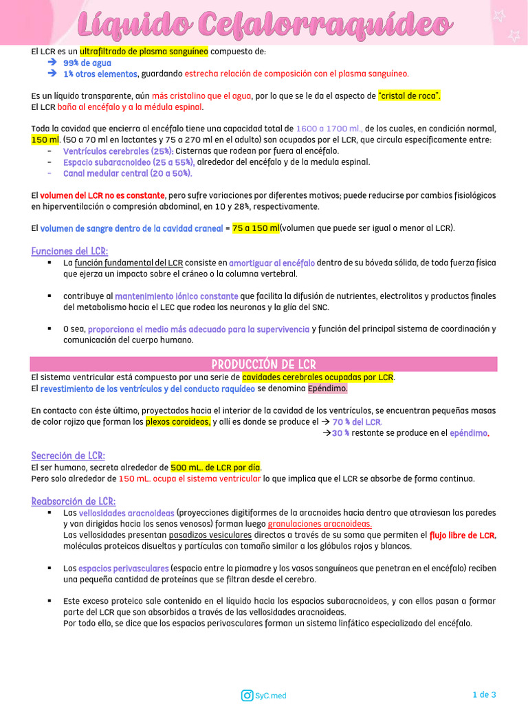 3. Líquido Cefalorraquídeo (LCR) | PDF | Fluido cerebroespinal | Cerebro