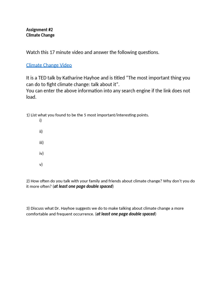 Climate Change Assignment | PDF | Finance & Money Management