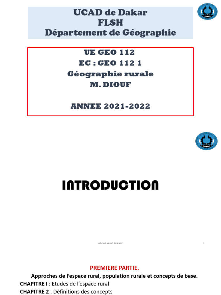 Introduction à la géographie rurale | PDF | Zone rurale | Géographie