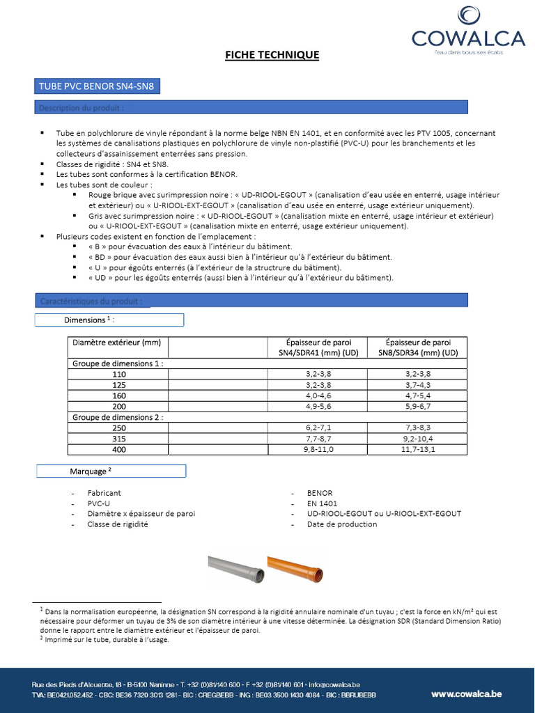 Fiche Technique Tuyau PVC 1 | PDF | Tuyau | Plomberie