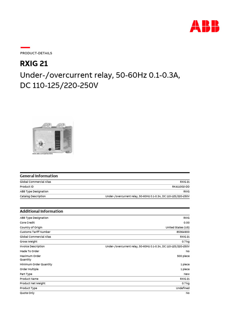 ABB Replacment RK411002-DD-rxig-21 | PDF