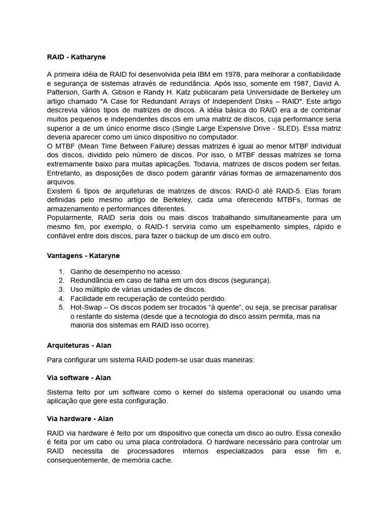 Raid falas pdf drive de disco r gido armazenamento de dados de