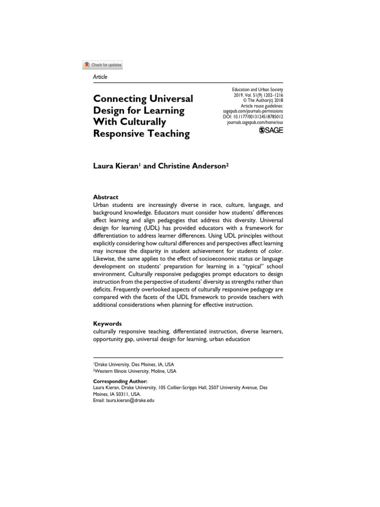 Integrating UDL and Culturally Responsive Teaching | PDF | Learning ...