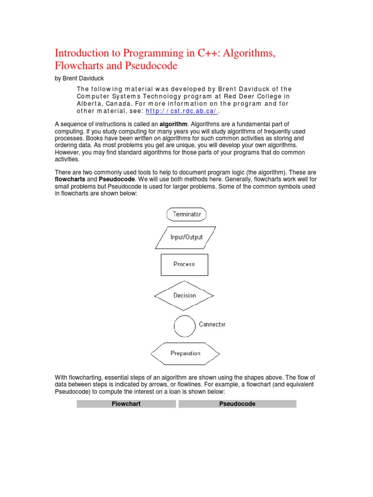 Flowchart, Algoruthm and Pseudo Codes in C++ | PDF | Subroutine ...