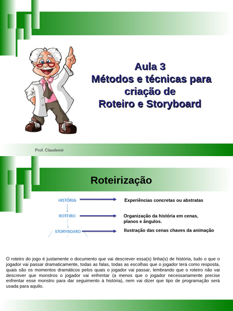 Roteiro e Storyboard para Jogos | PDF | Roteiro | Tempo