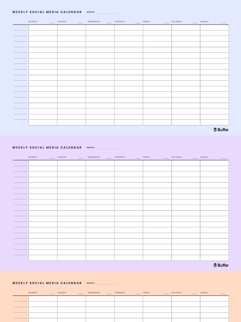 Buffer Simple Weekly Social Media Calendar Template | PDF | Social Science