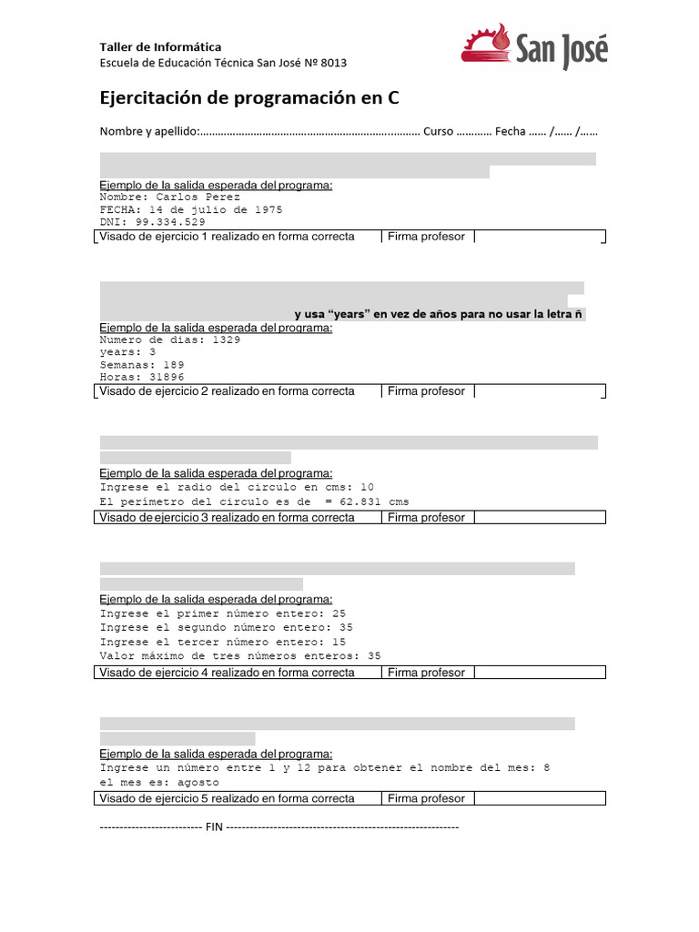 Ejercicios de Programación en C | PDF | Informática