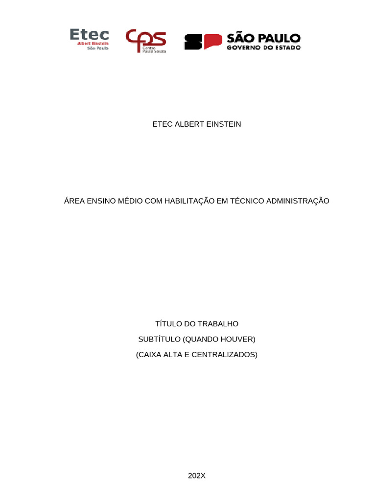 Modelo Parte Escrita Tcc Etec Aeinstein 2023 | PDF