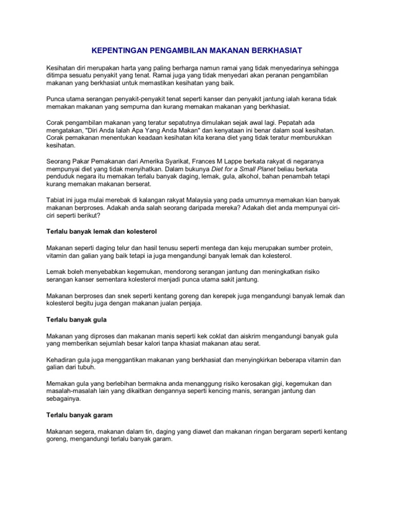 Kepentingan Pengambilan Makanan Berkhasiat  PDF