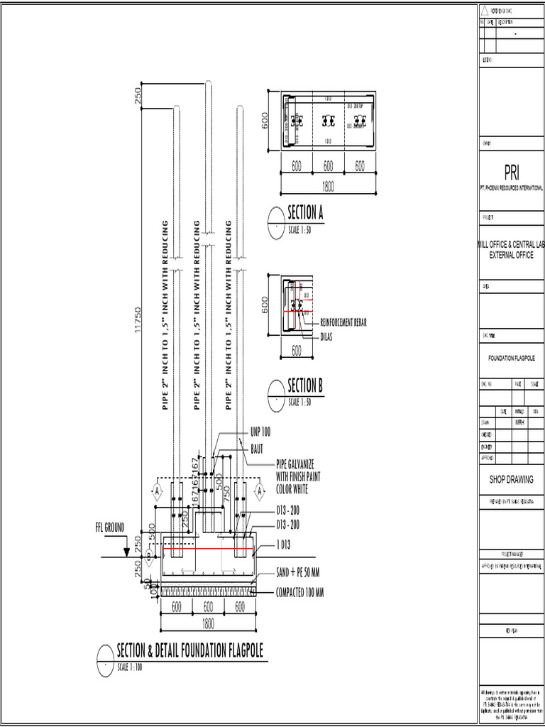 Flagpole Foundation Detail Drawing | PDF | Building Materials ...