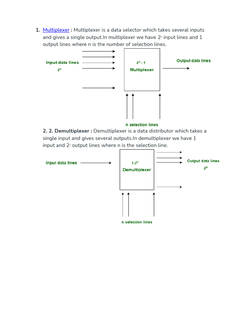 Multiplexer vs Demultiplexer Guide | PDF | Logic Gate | Digital Electronics