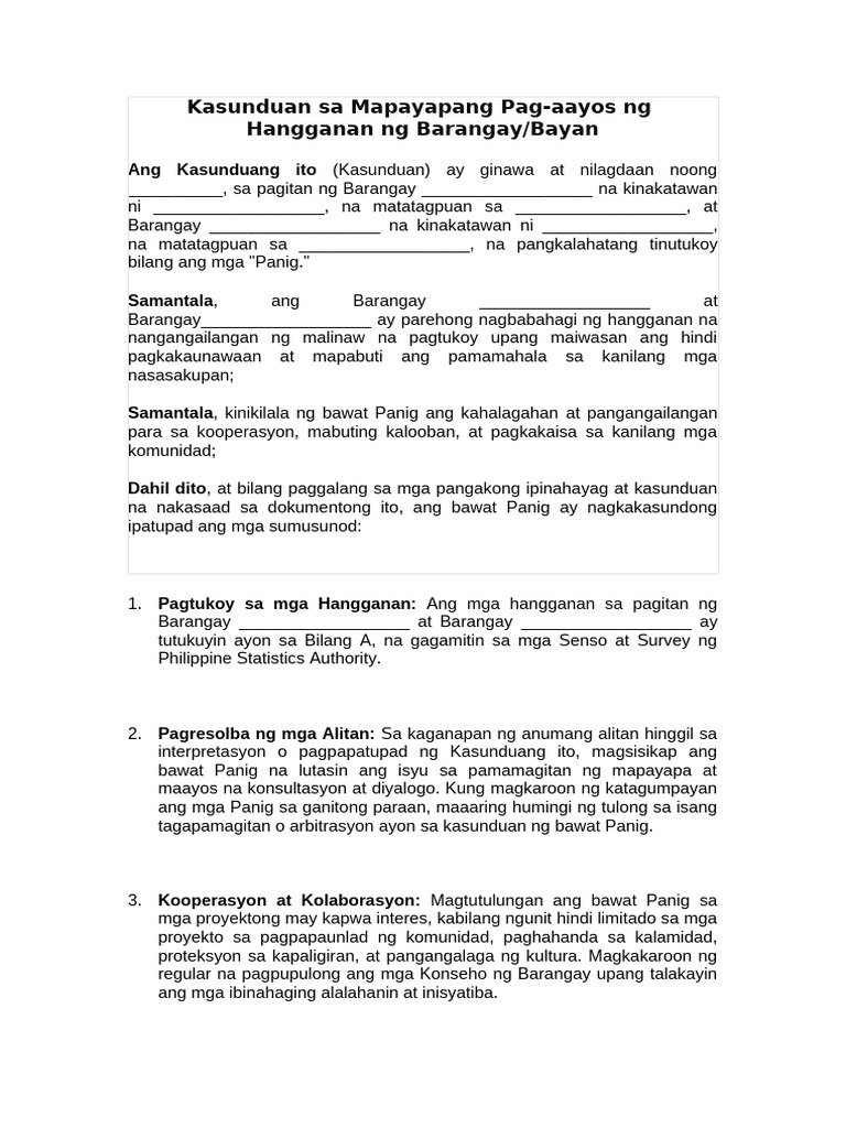 tlement-of-Boundaries-Agreement Template QUEZON TAGALOG | PDF