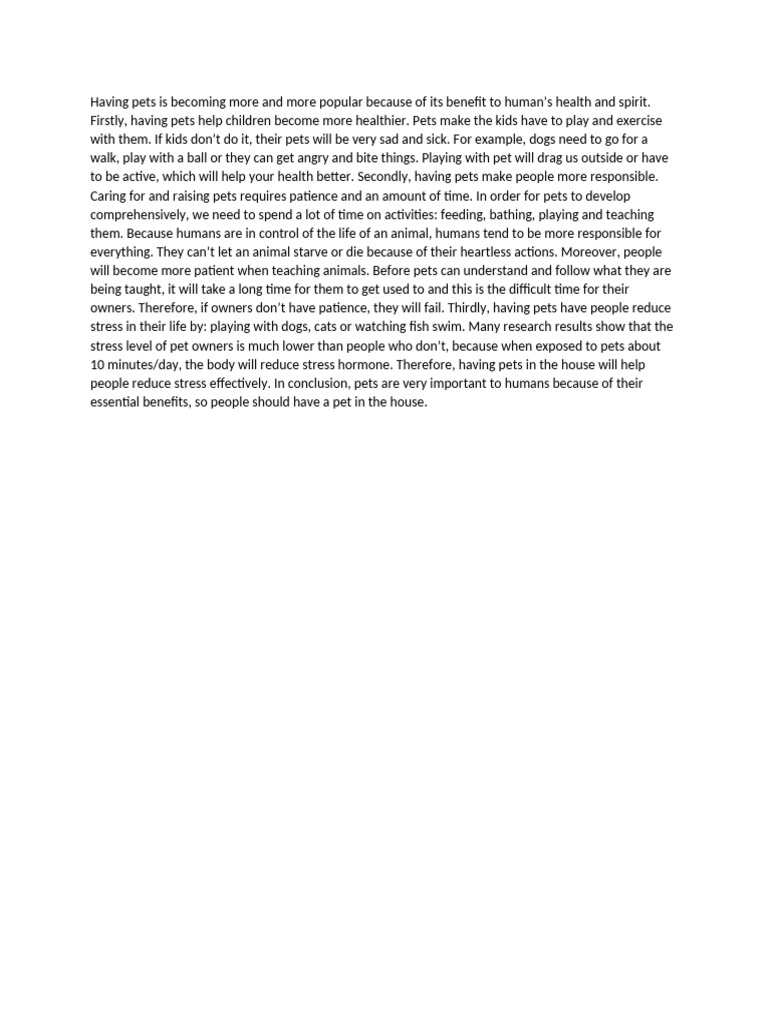 Advantages of having pets pdf