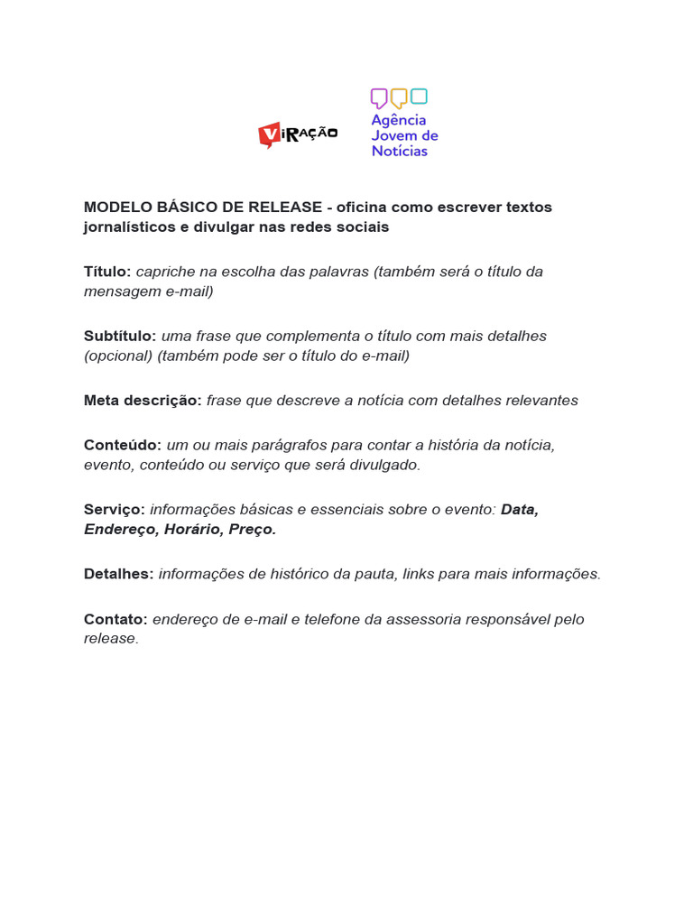 Modelo de Release para Eventos | PDF