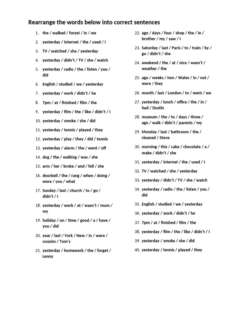 Sentence Rearrangement Guide | PDF | Language Arts & Discipline