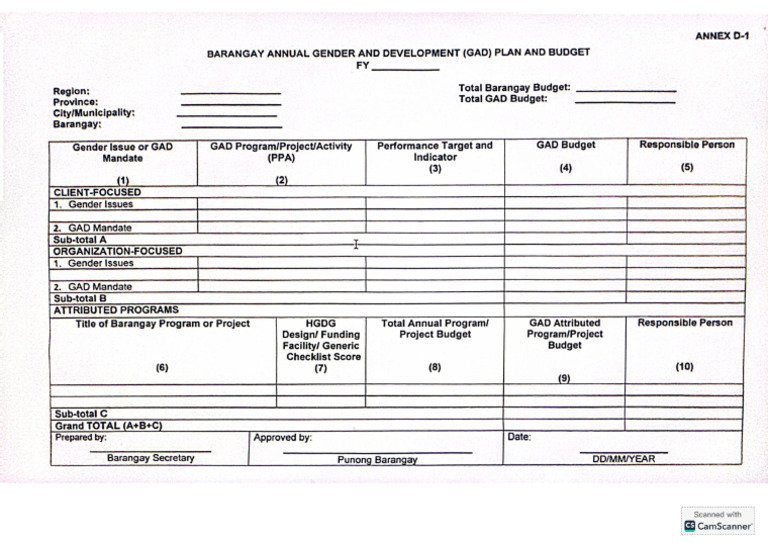 Barangay-Annual-GAD-Plan-and-Budget | PDF