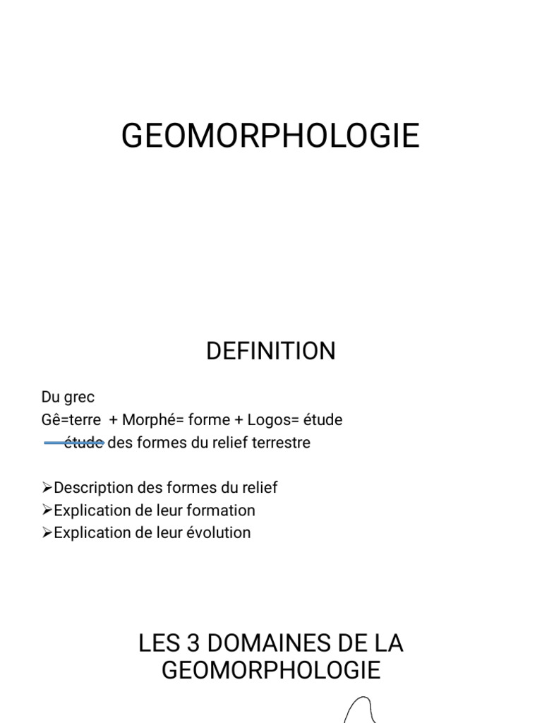Définition et domaines de la géomorphologie | PDF | Relief ...
