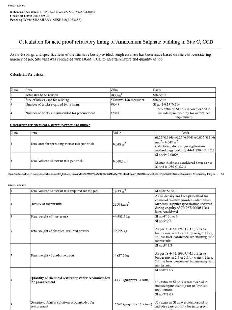 Calculation For CCD Sulphate Plant | PDF