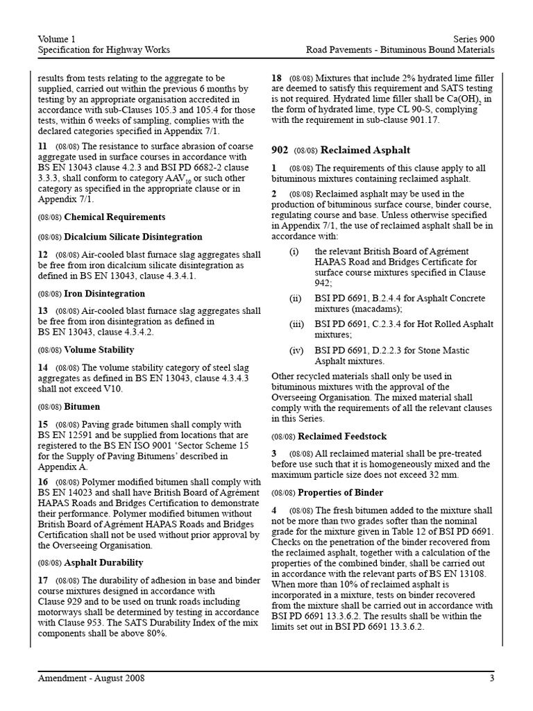 Highway Works: Bituminous Materials Specs | PDF | Road Surface ...