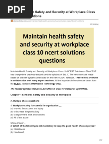 Maintain Health Safety and Security at Workplace Class QA