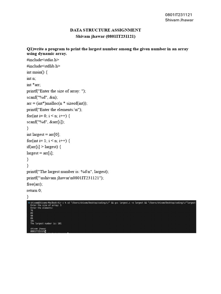 Data Structure Assignment 121-1 | PDF | Computer Data | Software
