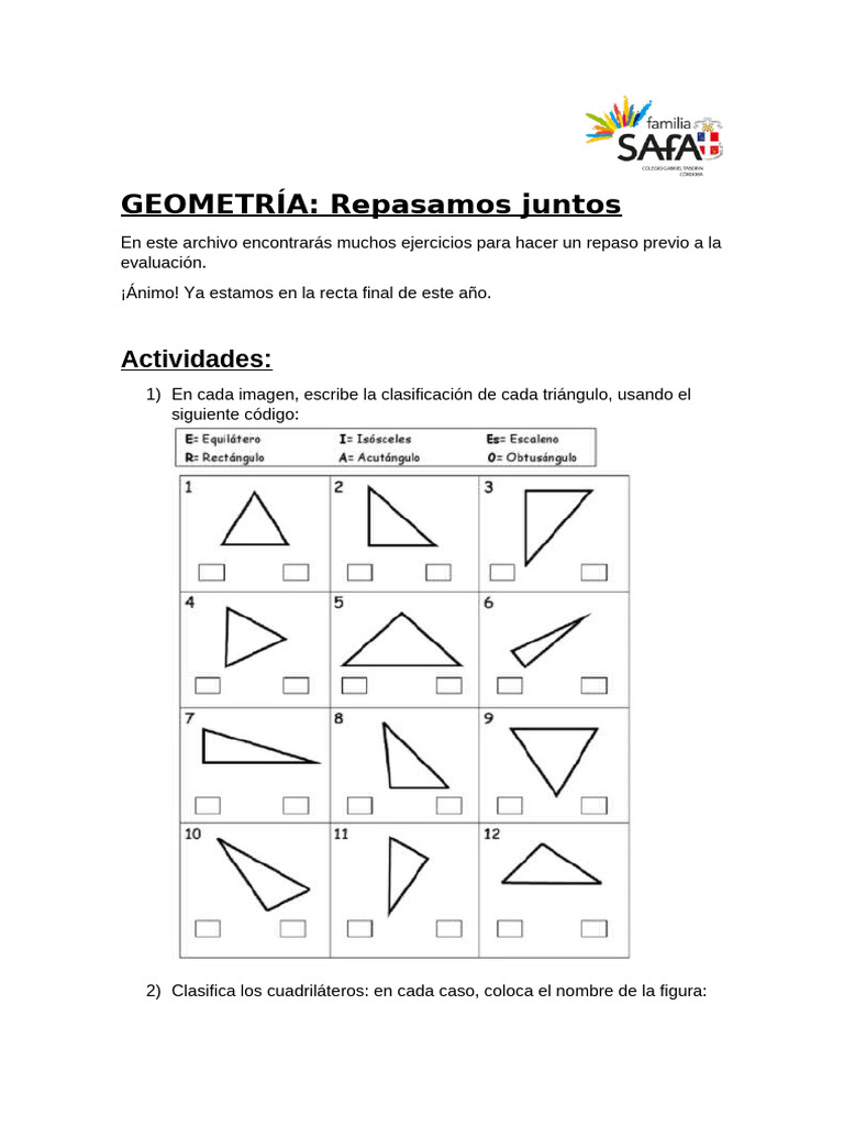 Ejercicios de Geometría para Repaso | PDF