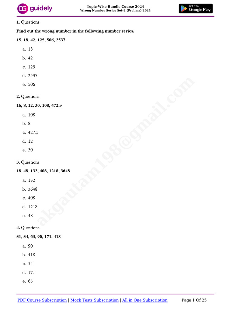 Wrong number series pdf