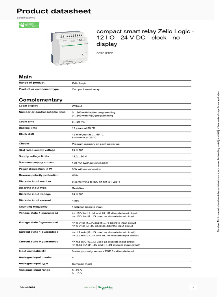 Zelio Logic SR2E121BD Relay Manual | PDF | Relay | Fuse (Electrical)