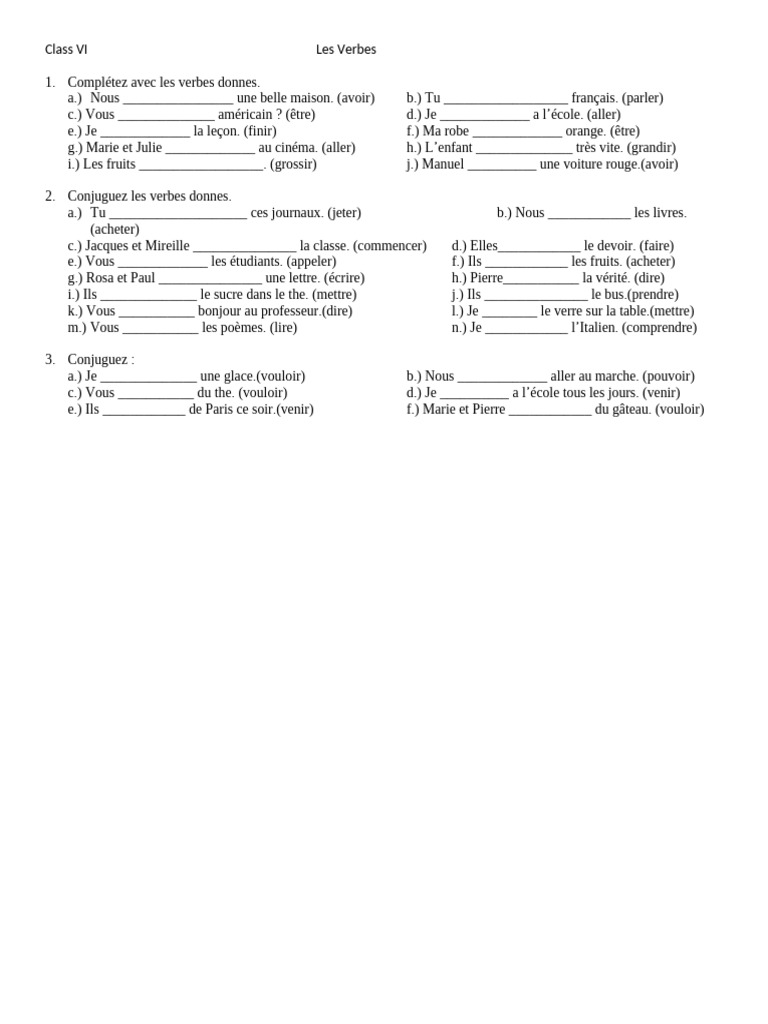 Exercices de Conjugaison des Verbes | PDF | Arts du langage et discipline