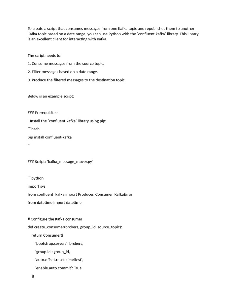Kafka Message Transfer Script | PDF | Computing | Software