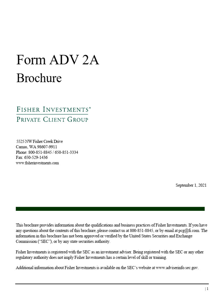 Fisher Investments Form ADV | PDF | Short (Finance) | Financial Risk