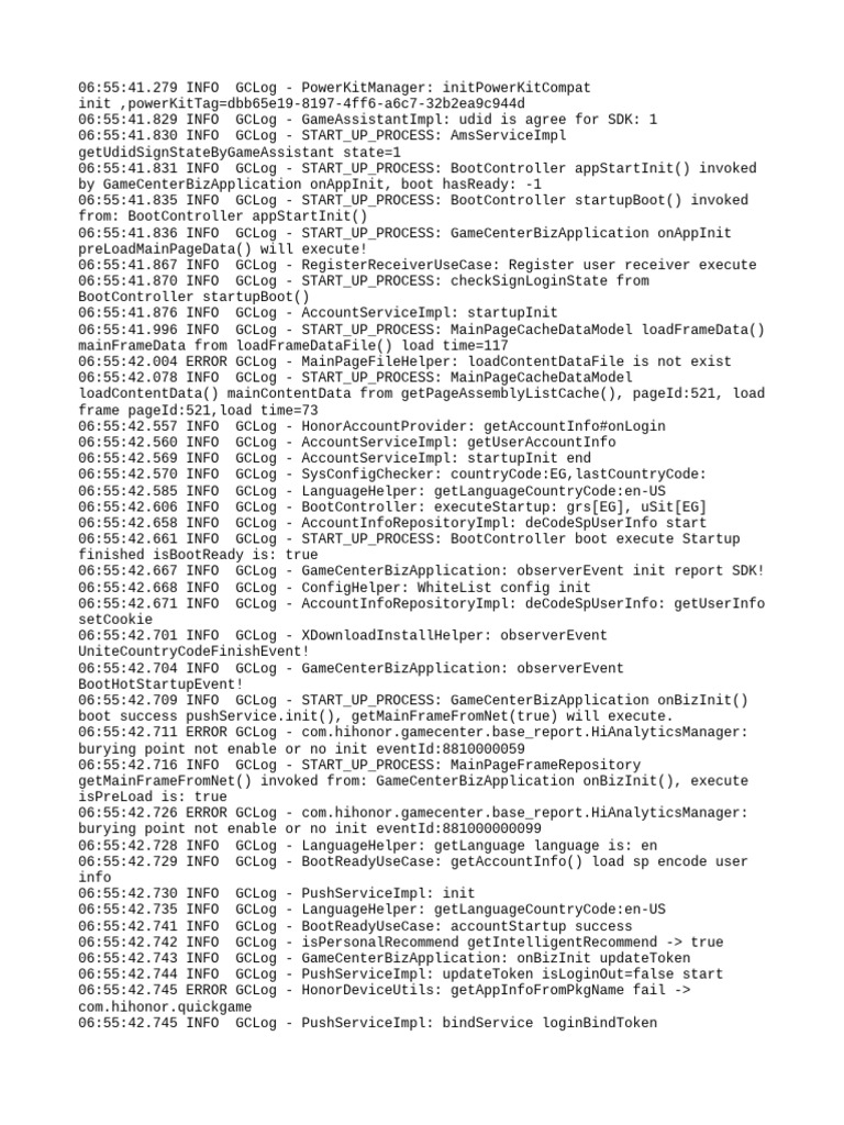 GameCenter Initialization Log Analysis | PDF | Network Architecture ...