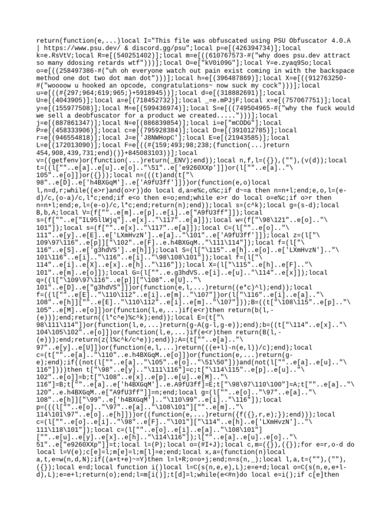 PSU Obfuscator 4.0 Code Analysis | PDF