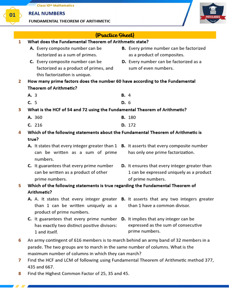 Fundamental Theorem of Arithmetic | PDF | Factorization | Prime Number