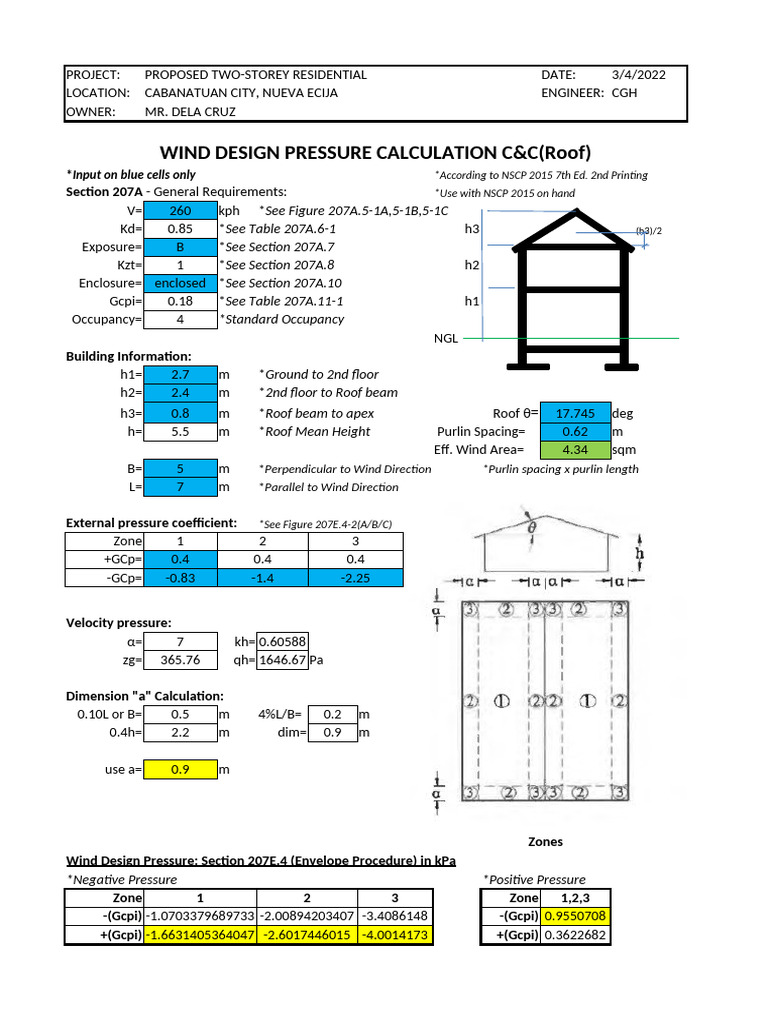 NSCP 2015 Wind Design for Roof Height | PDF | Pressure | Applied And ...