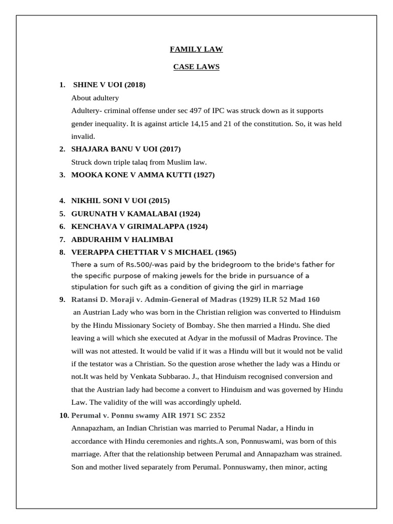 What Is Family Law Case History