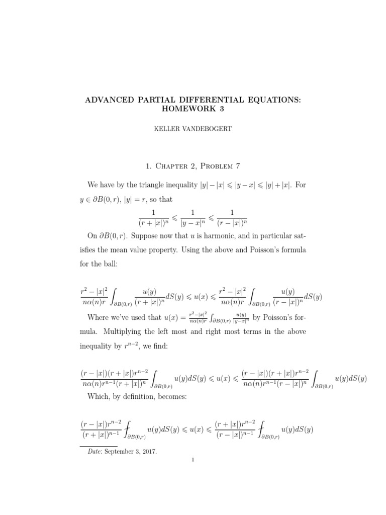 Advanced PDE Homework Solutions | PDF | Mathematical Analysis | Mathematics