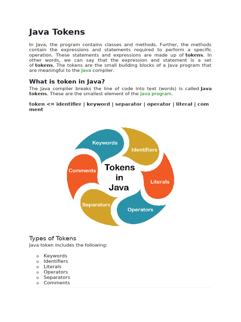 Java tokens pdf java virtual machine integer computer science 