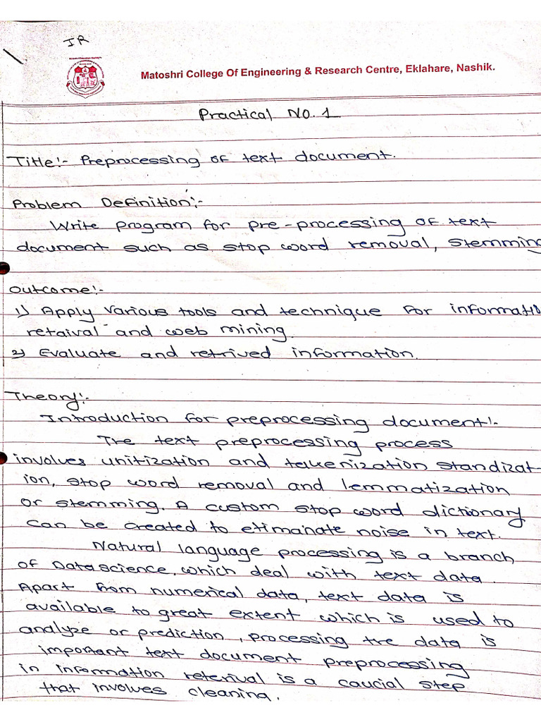 Practical No 1 IR-1 | PDF
