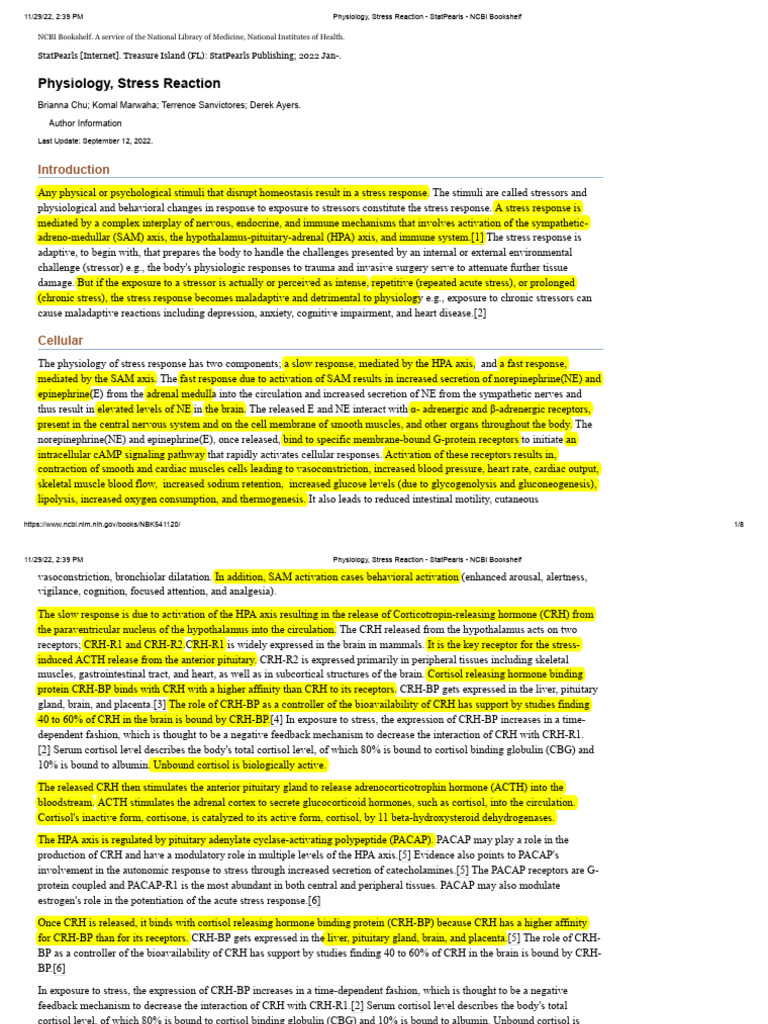 Physiology of Stress Response Overview | PDF | Stress (Biology) | Cortisol