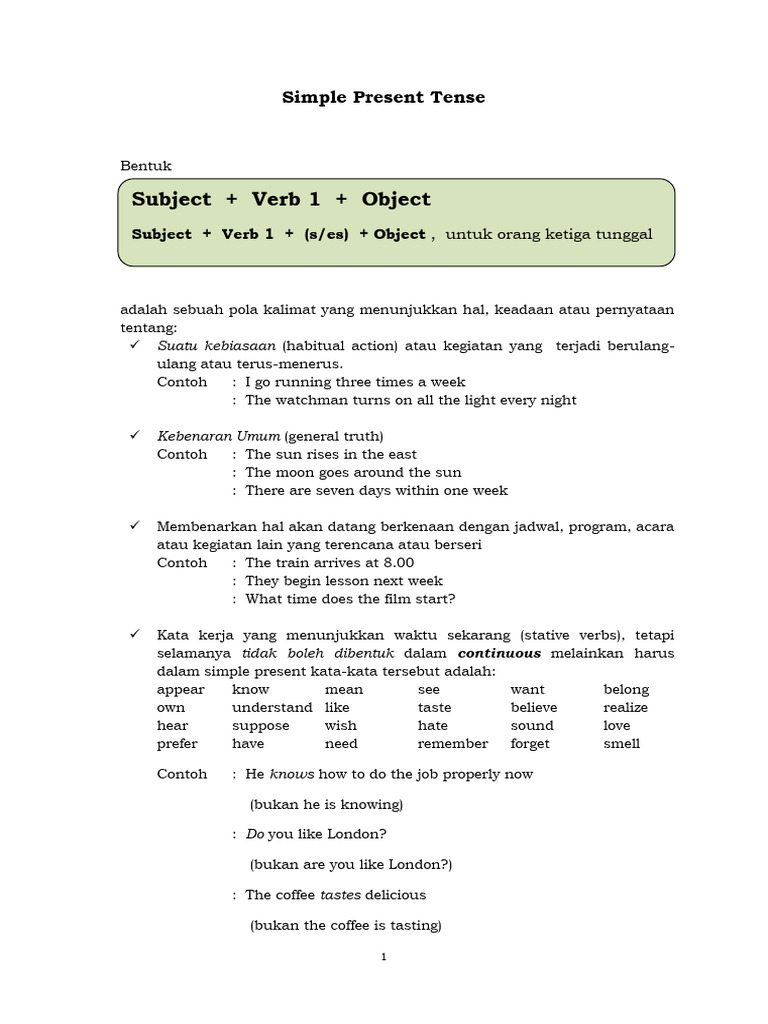 Panduan Lengkap Simple Present Tense | PDF