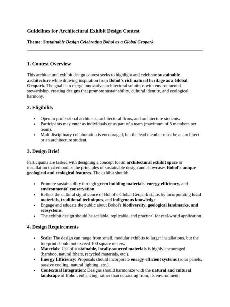 Guidelines for Architectural Exhibit Design Contest PDF Sustainable