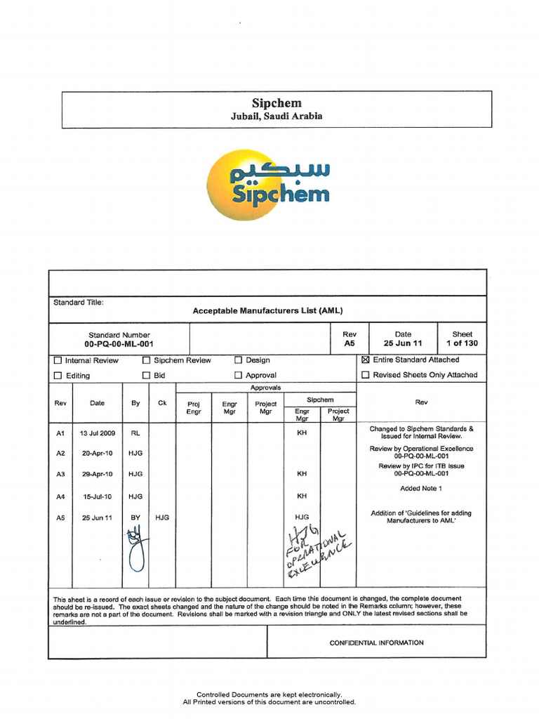 00 PQ 00 ML 001 Rev5 Approved Manufacturers List | PDF | Specification ...